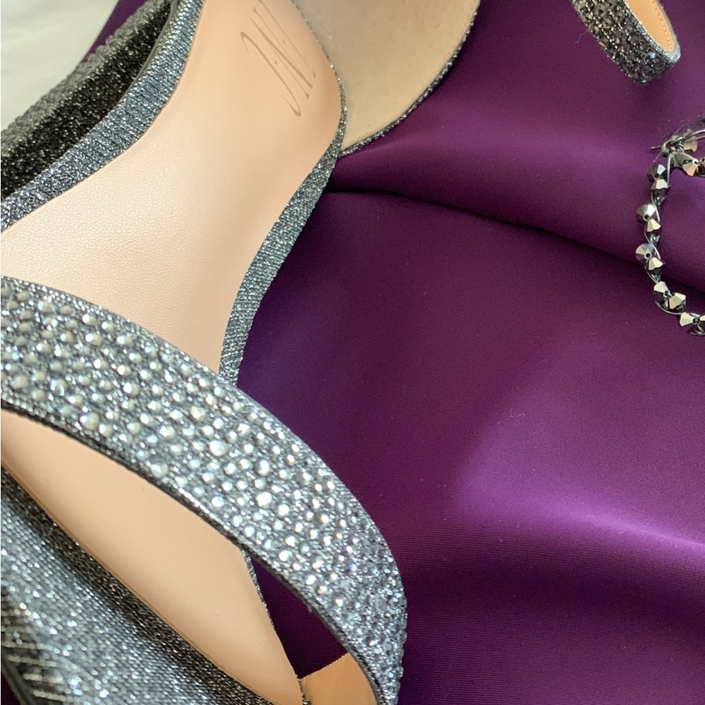 Zara Silver Heeled Sandals with Ankle Strap